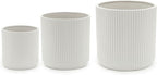 Amazon Basics Assorted Sizes Fluted Ceramic Round Indoor Outdoor Planters by AmazonBasics