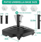 Umbrella Base with 5 Wheels, Upgraded 145lb Umbrella Stand Base, Heavy Duty & - Image 4
