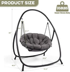 Hammock Hanging Chair with Stand Round-Shaped Swing Chair Indoor with Padded - Image 7