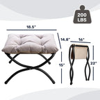 HollyHOME 15" Folding Footrest Stool, Upholstered Small Foldable Ottoman - Image 3