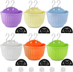 DEAYOU 6 Pack Wall Planter Hanging Flower Pot, Window Hang Indoor Outdoor Plant - Image 4