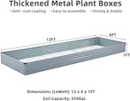 2 Pack 12x4x1FT Galvanized Raised Garden Beds Kit Outdoor Metal Gardening - Image 3