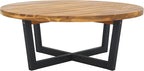 SAFAVIEH Outdoor Collection Leo Natural/Black 4-Leg Round Coffee Table by SAFAVIEH