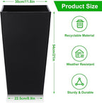 Hushee Set of 4 Tall Outdoor Planters 21 Inch Tall Tapered Square Planter - Image 2
