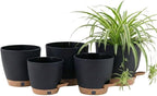 montresor 5-Pack Self-Watering Plastic Plant Pots 5/5.5/6/6.5/7 Inch– Black by Montresor