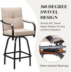 Patio Swivel Bar Stools, Outdoor Bar Height Swivel Chairs Set of 4 - Image 4