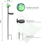 Bshine Solar Garden Decoration Outdoor Green Bird Lights, 2 Pack Hand Blown - Image 2