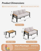 Aoxun Aluminum Outdoor Patio Furniture Set, 7 Seats Outdoor Sectional - Image 7