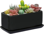 MyGift 10 Inch Matte Black Ceramic Indoor Plant Pot Succulent Planter, by MyGiftHome