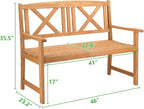 Outvita Wooden Garden Bench, Outdoor Wood Patio Bench, Rustic 2-Person Loveseat - Image 3