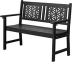 VINGLI 47" Outdoor Wood Bench, All Weather Outdoor Wooden Patio Garden Bench by VINGLI