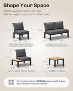 Aluminum Modular Outdoor Patio Furniture Set, 6 Seats Sectional Sofa Set - Image 8
