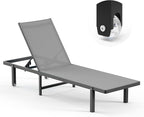 Lounge Chair Outdoor with Wheels, Aluminum Chaise Lounge Outdoor Chair with 5 by Oasbira