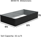 8x4x1ft Galvanized Raised Garden Bed, Outdoor Planter Box Metal Patio Kit - Image 2