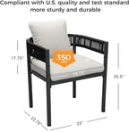 Grand patio Outdoor Dining Set for 6, Metal Woven Wicker Fixed Patio Chairs - Image 6