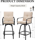 Patio Swivel Bar Stools, Outdoor Bar Height Swivel Chairs Set of 4 - Image 2