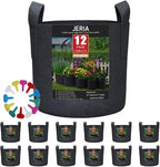 JERIA 12-Pack 3 Gallon Grow Bags, 300G Thickened Nonwoven Garden Pots, Heavy by JERIA