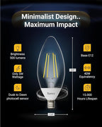 Sunco 6 Pack Dusk to Dawn Light Bulbs LED Outdoor B11, Edison Filament - Image 3