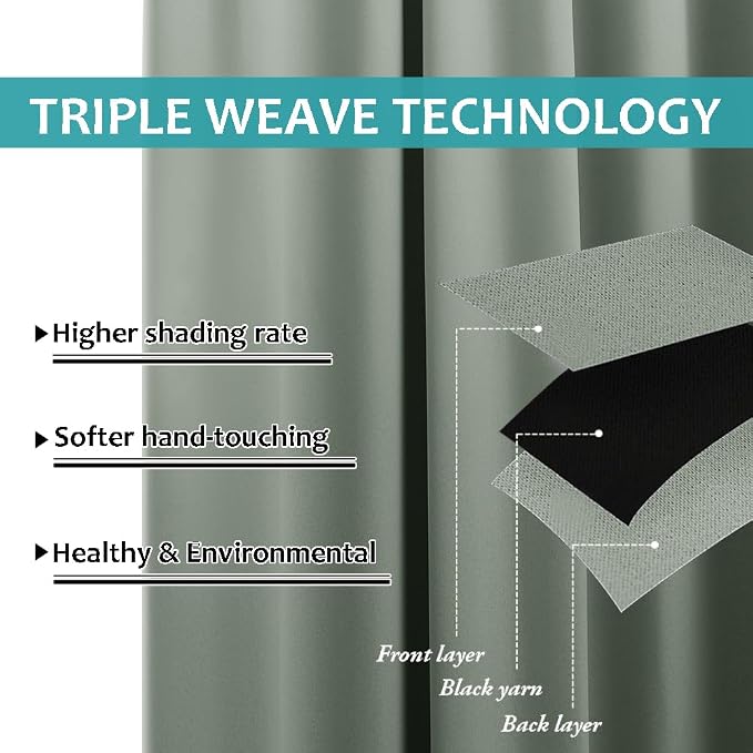 NICETOWN Patio Curtains for Outdoor Waterproof, Rustproof Grommet Thermal - Image 4