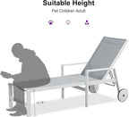 PURPLE LEAF Lounge Chair Outdoor Set 2 Pieces White Aluminum Chaise Lounge - Image 8