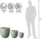 Kante 14 Inch Dia Round Concrete Planter, Indoor Outdoor Large Plant Pot - Image 7