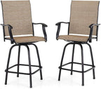 PHI VILLA Outdoor Swivel Bar Stools Set of 2, Bar Height Patio Chairs 30" Seat by PHIVILLAThepioneerofcomfortablehouseholdsupplies