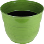 Garden Elements Indoor/Outdoor Glazed Brushed Happy Plastic Planter, Dark Green - Image 4