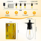 Outdoor String Lights Patio LED Light Outside - 45M 43+2 S14 LED 150ft Porch - Image 2