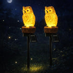 iStatue 2PC Solar Owl Garden Stake Lights, Handcrafted Resin Owl Outdoor Decor by iStatue
