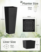 Greesum 32 Inch Tall Plastic Planters, Detachable Inner Pot & Drainage Holes - Image 7