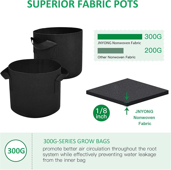 12-Pack 5 Gallon Thickened Non-Woven Grow Bags, Aeration Fabric Pots - Image 4