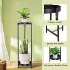 Plant Stand Indoor Outdoor, 2 Tier 24" Tall Black Flower Pot Plant Stands - Image 4
