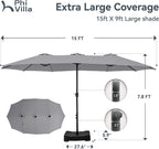 PHI VILLA 15ft Large Patio Umbrellas - Image 6