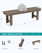 SERWALL 2-Person Outdoor Bench Backless, HDPE Outdoor Benches Weatherproof - Image 3