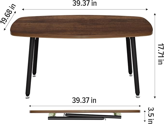 WOHOMO Folding Coffee Table for Small Spaces, No Assembly Farmhouse Portable - Image 2