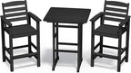 SERWALL Balcony Adirondack Chairs and Table 3 Pieces Set, Adirondack Bar Height by SERWALL