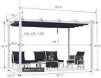 PURPLE LEAF 10' x 13' Patio Retractable Pergola Outdoor White Heavy-Duty - Image 7