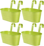 OBTANIM 4 Pack Metal Hanging Flower Pots Iron Railing Planter Outdoor Fence by OBTANIM