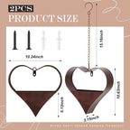 2 Pack Metal Plant Hangers Indoor and Outdoor Rustic Heart Shape Hanging - Image 2