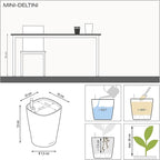 Lechuza MINI-DELTINI Cream White High Gloss, Self-Watering Small Indoor Planter - Image 7