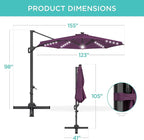 Best Choice Products 10ft Solar LED Cantilever Patio Umbrella, 360-Degree - Image 7