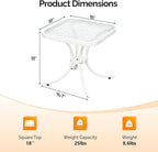 VINGLI Outdoor Side Table, 18in Patio Table Steel Frame Tempered Glass Top - Image 3