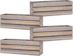 Wood Planter Box with Wine Crate Styled, 12x4 Inch Rectangular, Rustic Barn Wood by Unknown
