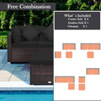 Tangkula 4 PCS Patio Rattan Sofa Set, Outdoor Wicker Sectional Furniture Set - Image 9