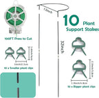 32 inch Plant Support Stakes, 10 Pack Half Round Metal Garden Plant Stake - Image 2