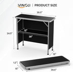 VINGLI Portable Bar Table, 2-Tier Shelves, Mobile Bar Table - Image 3