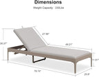 PURPLE LEAF 1 Piece Outdoor Chaise Lounge Aluminum Adjustable Patio Lounger - Image 7
