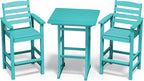 SERWALL Balcony Adirondack Chairs and Table 3 Pieces Set, Adirondack Bar Height by SERWALL