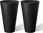 Kante 23 Inch Tall Planter Set of 2, Round Spiral Textured Flower Pots by Kante