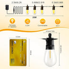 Outdoor String Lights Patio LED Light Outside - 20M 18+1 S14 LED 65ft Porch - Image 2